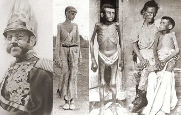 Weyler y víctimas cubanas de los Campos de Concentración.